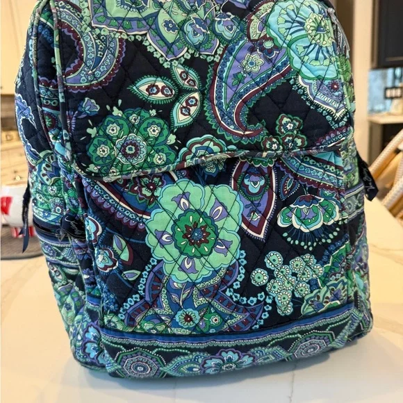 Vera Bradley Blue and Green Paisley Backpack - Picture 1 of 6